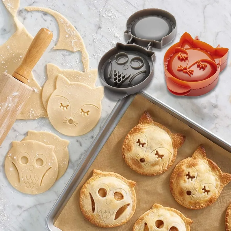 

DIY Plastic Fox Owl Shape Mini Hand Pie Molds Dough Presser Christmas Halloween Party Baking Supplies Potluck Pocket Pie Maker
