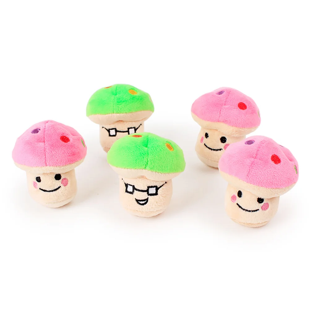 

Pet Plush Toys Dog Chew Toys Puppy Cats Biting Sound Squeaky Toys Cartoon Mushroom Design (Random Color)