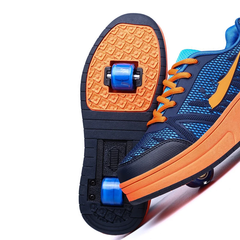Chaussures à Roulettes Enfants XJBHD - 2 Roues Rétractables - Taille Adjustable - Idéal Garçon/Fille