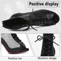 DKZSYIM Women Latin Dance Shoes Rhinestone Ballroom Party Lace-Up Tango/Salsa Dancing Shoes High Heels 6-10CM Soft Suede Sole 2