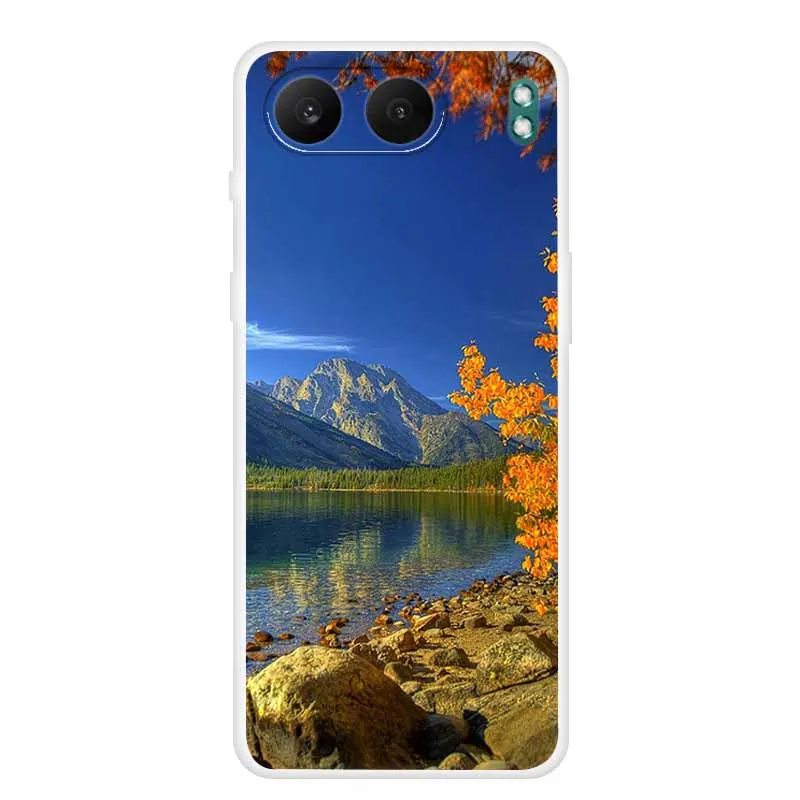 Clear Silicone Case with Landscape Flower Design - Soft TPU Back Cover