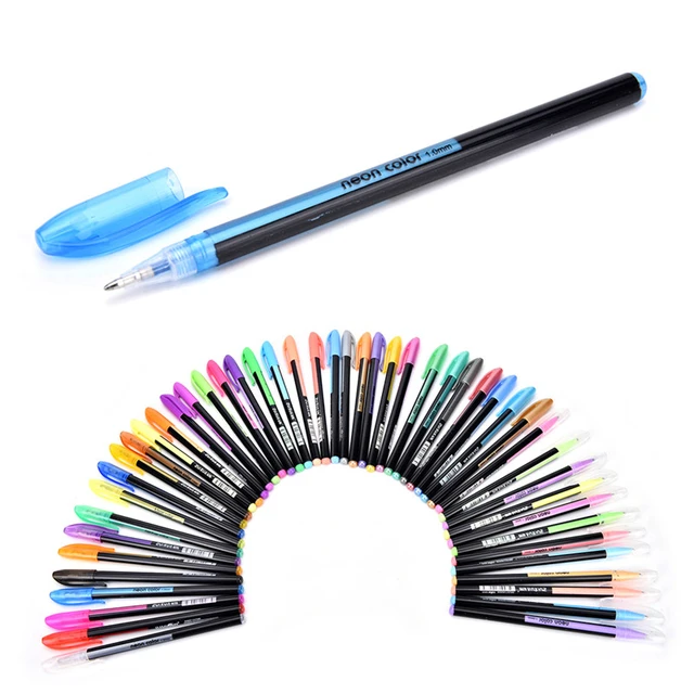 100 Colors Gel Pen Set Glitter Sketch Drawing Color Pen Neon