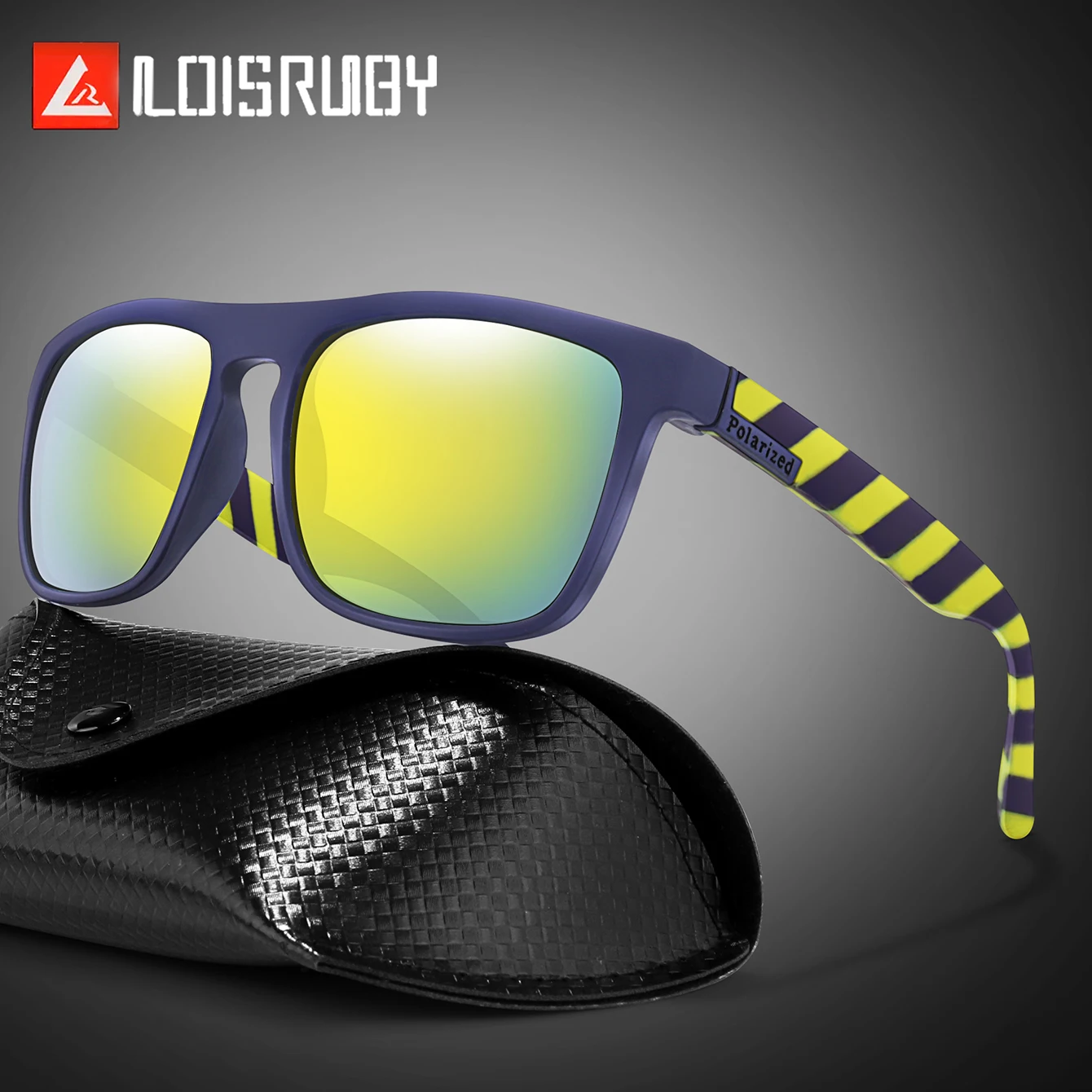 Polarized Cycling Sunglasses Square Frame Mens Hiking Bike Case