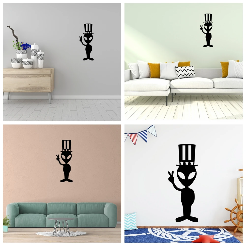 

1 pc cool Alien magician Wallsticker Decal Living Room Removable Mural For Kids Rooms Home Decor Decal Creative Stickers