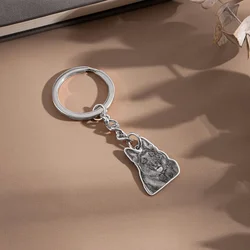 Custom Engraved Pet Portrait Keychain: High - Quality Stainless Steel Keepsake with Personalized Photo and Text Design - Customized Type (Style 1)
