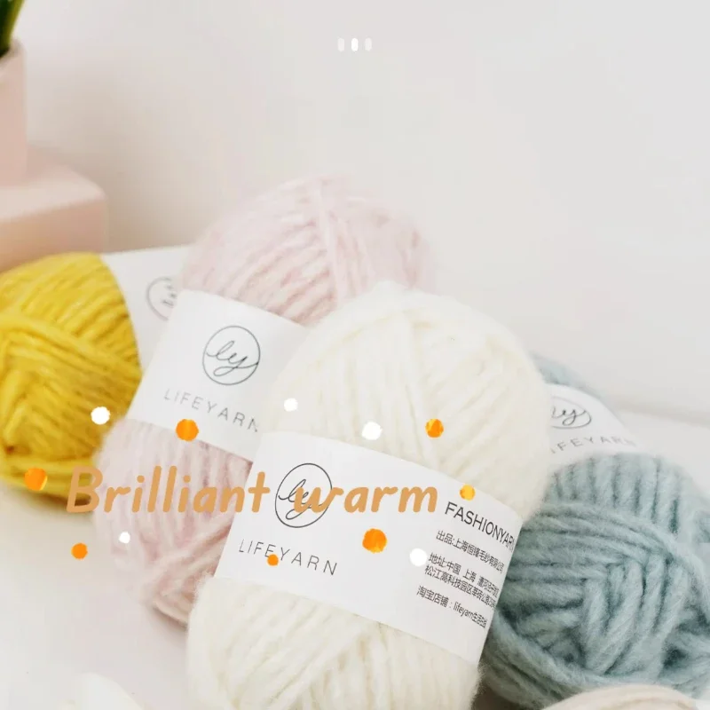 80g Soft Wool Polyester Blend Yarn，8MM Thick Worsted Hand Knitting Wool Thread， Skein for Making Sweater Scarf Hat High Quality 4