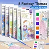 Magic Watercolor Coloring Book for Kids 12 Sheets Graffiti Painting Notebook with Paint Brush Water-Activated Gouache Drawing 1