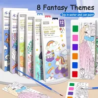 Magic Watercolor Coloring Book for Kids 12 Sheets Graffiti Painting Notebook with Paint Brush Water-Activated Gouache Drawing 1