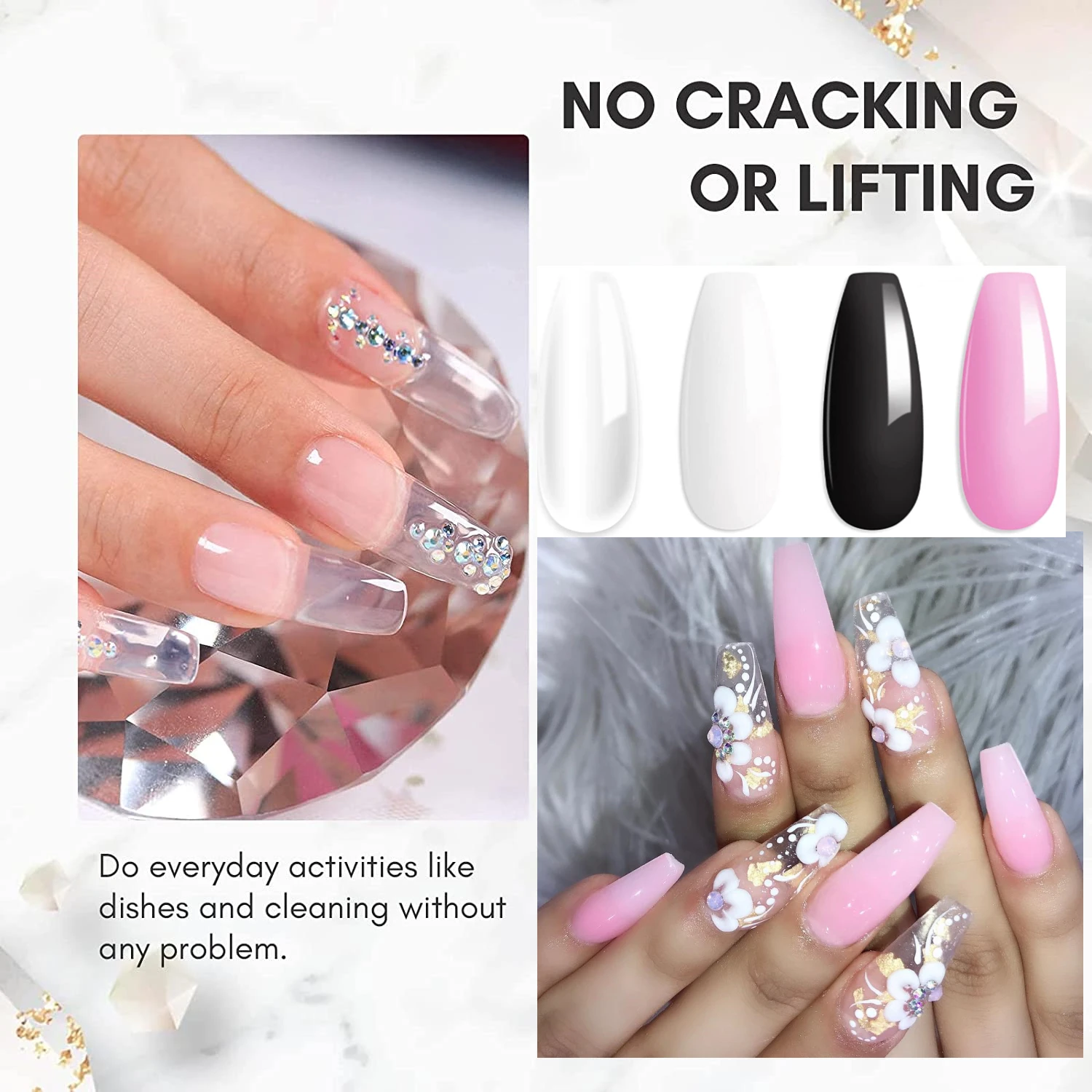 Poly Nail Extension Gel Kit 4 Colors Clear White Pink Black Nail Enhancement Builder Gel French Manicure Nails Art nail extension gel