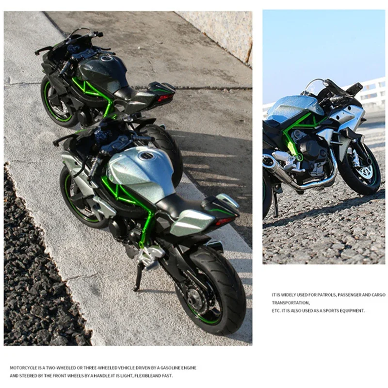 1:12 KAWASAKI H2R Alloy Racing Motorcycle Simulation Metal Street Race Motorcycle Model Sound And Light Collection Kids Toy Gift 3