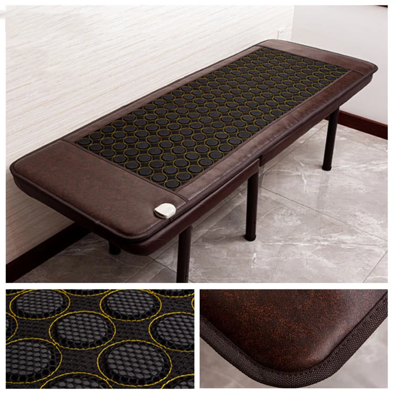 Tourmaline FIR Therapy Far Infrared Heat Stone Mat Jade Heating Pad with Adjustable Timer & Thermostat bed mattress king size