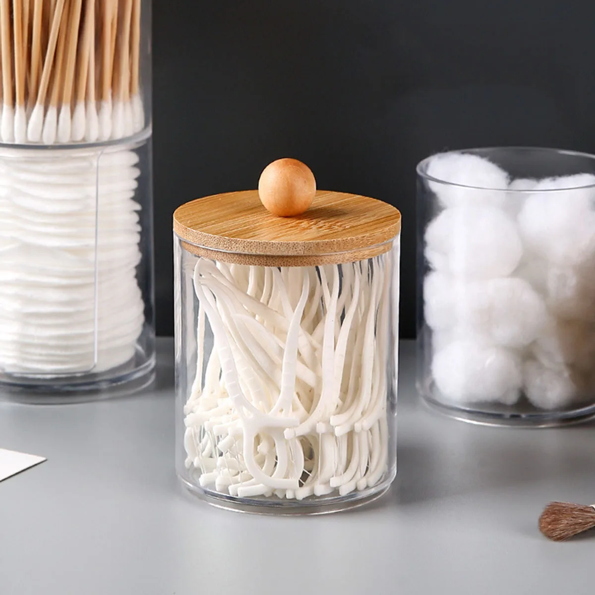 Acrylic Cotton Swab Makeup Organizer Cosmetics Storage Box Portable Make Up Cotton Pad Holder Container Storage Case 2
