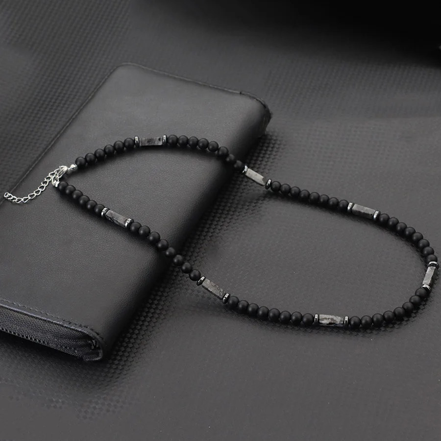 Men Natural Stone Necklace Stainless Steel Buckle Tiger Eyes