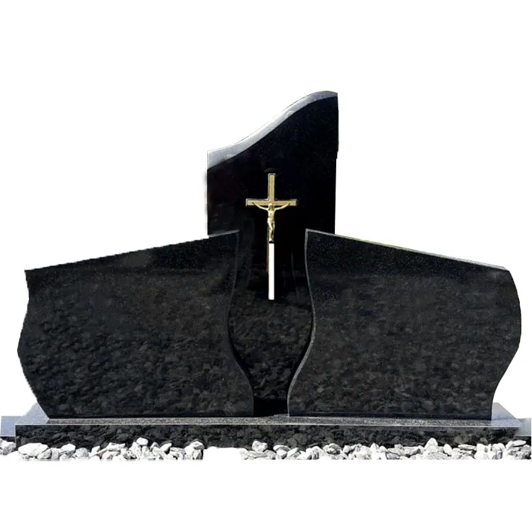 Pure Hand Carved Natural China Black Stone Granite Headstone and Tombstone