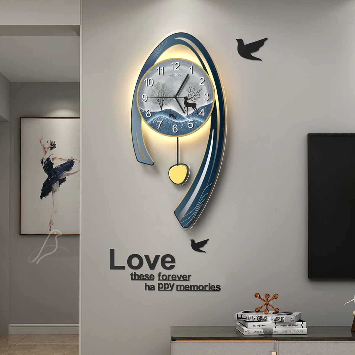 

Creative Clocks Wall Clock Living Room 2023 New Simple Modern Home Fashion Decorative Wall Lamp Clock Wall Hanging Home Decor