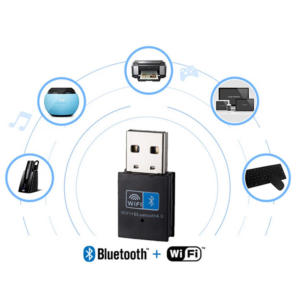 

Mini Wireless USB Adapter 150Mbps WiFi Bluetooth-Compatible 4.0 2 In 1 Receiver For Computer PC