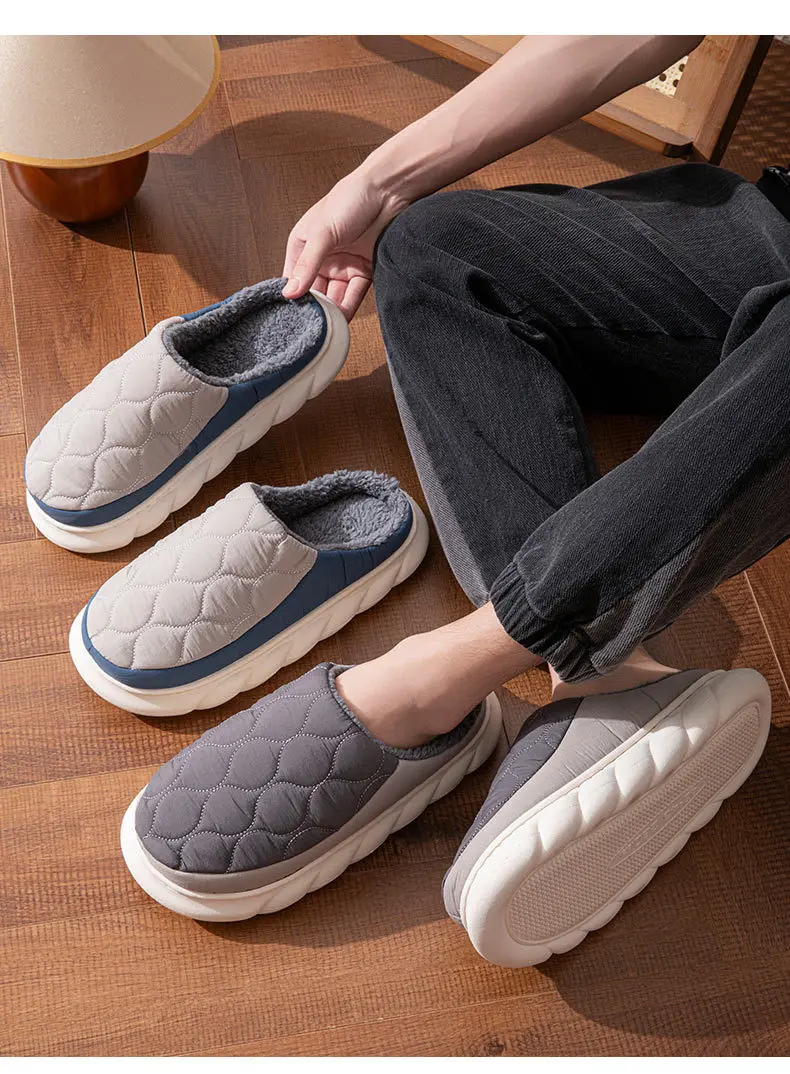 Comwarm Herbst Winter Pelzige Herrenhausschuhe EVA-Schaum Komfort Home Slides Dicke Unterseite Sohle Indoor Flauschige gemütliche warme Herrenhausschuhe – Detail 3