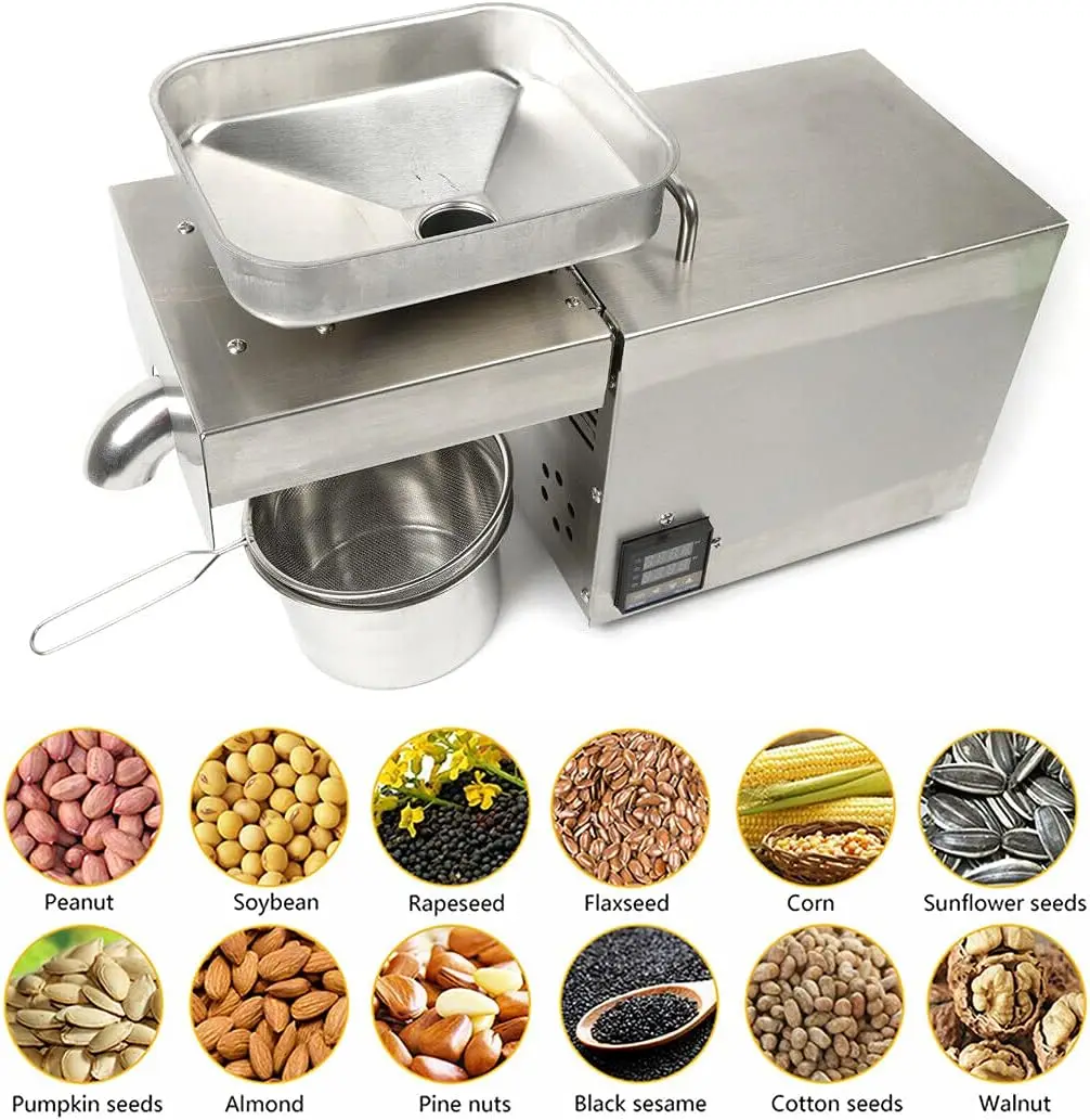 1500W Oil Press Machine Automatic Electric Oil Presser Hot Cold Stainless Steel Oil Extractor Expeller for Flax Peanut Sesame Ca 3