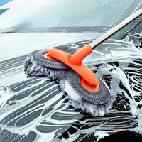 Double Brush Head Rotating Car Wash Mop Three-Section Telescopic Mop Roof Window Cleaning Maintenance Auto Supplies Accessories 1