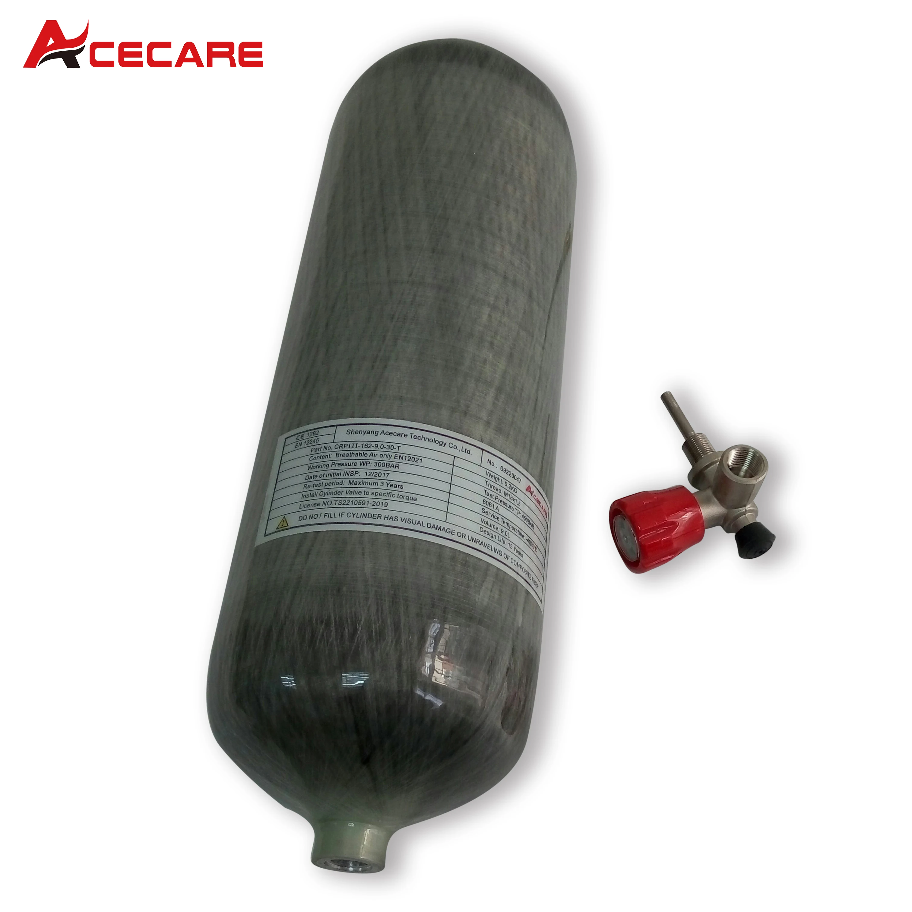 acecare 30mpa 300bar 4500psi hpa 9l углеродное волокно воздушный бак резиновые защитные сапоги для подводного плавания Acecare 9L углеродное волокно цилиндр 300bar 4500psi 30mpa Воздушный бак высокого давления с измерительным клапаном для подводного плавания