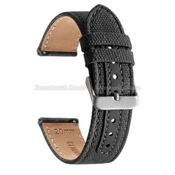 Premium Nylon Quick Release Watch Strap - 20mm/22mm Replacement Wrist Band in Classic Weave Design - 22mm (Black)