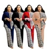 Women Two Pieces Sets Fashion Leopard Pattern Long Sleeve Loose Tops And Pants Suits Lady Casual Print Blouses Trousers Outfits 1