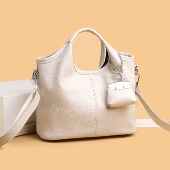Borse tote in pelle bovina al 100% per il lavoro pendolarismo Borsa da trasporto Stile college Studente Outfit Borse a tracolla per libri Bolsos Para Mujer portafoglio