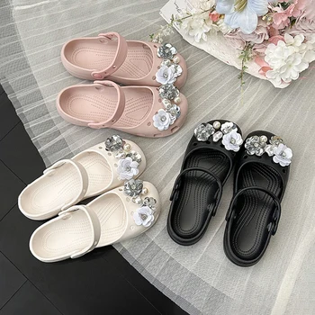 Original Flower Clogs Designer Slippers Women Summer Ballet Shoes Corc Charms Decorations DIY Accessories Sandals Girls Non-Slip 1