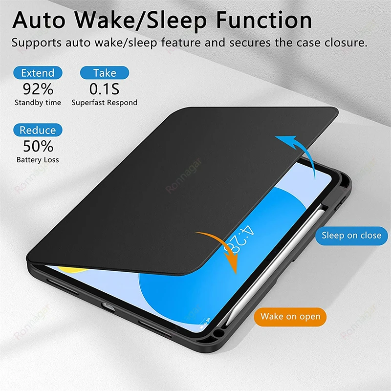 Versatile 360° Rotating Tablet Case with Pencil Holder