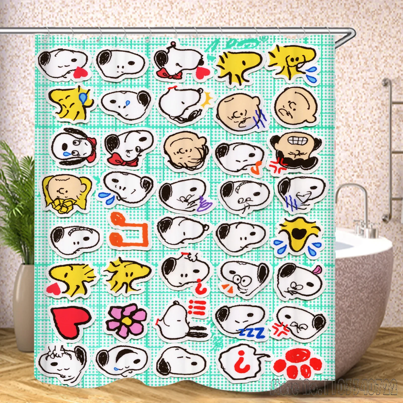 Anime Snoopy Colorful Shower Curtain 1pcs Waterproof Bath Screen Curtains with Hooks for Bathroom Decor 5