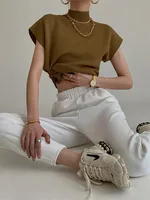 Summer French style senior sense half high neck jacket knit waistcoat design sense loose short short-sleeved sweater top - Image 4
