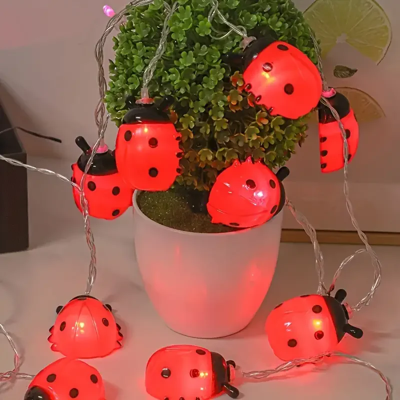 6 m 40 LED Rom Dekoration Marienkäfer Lichterketten Indoor Party Atmosphäre Weihnachten Batterie Blume Lichterkette Vorhänge 176