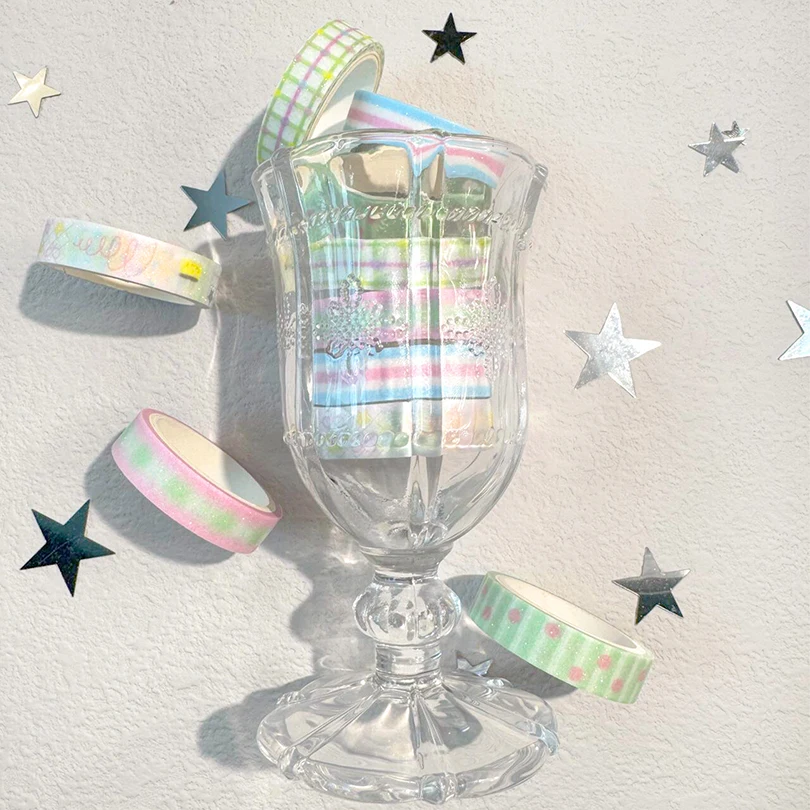 5Pcs Glitter Matte Washi Tape Scrapbooking Supplies Washi Tape Set Diary Decoration Basic Cinta Adhesiva Decorativa Washi Tapes 3