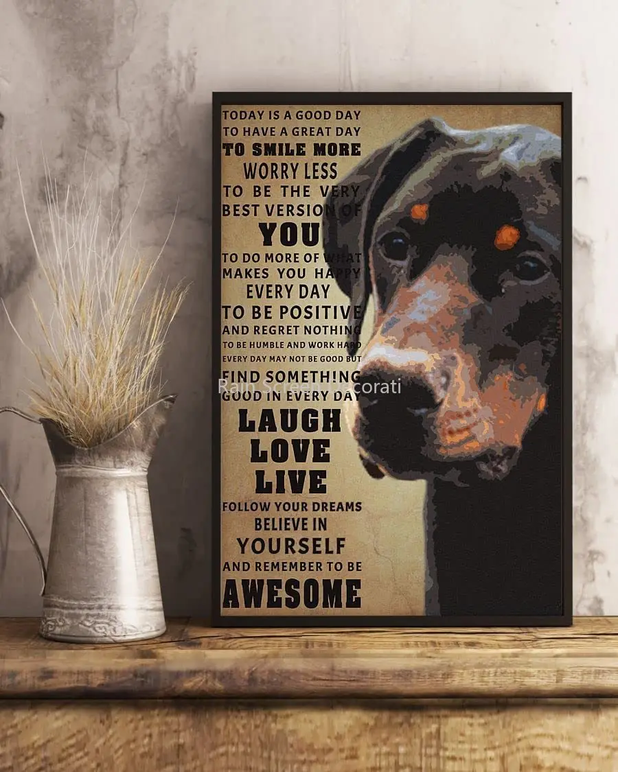 

Metal Tin Sign Everyday Laugh Love Live To Be Awesome Doberman Dog Aluminum Vintage Sign tin sign Retro for Home Garden