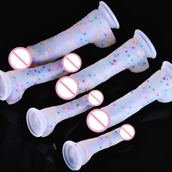 Jelly Medical Silicone Dildo Realistic Adult Toys Soft Strap on Dildo Artificial Dildos Colourful Penis Sex Toys for Woman 5