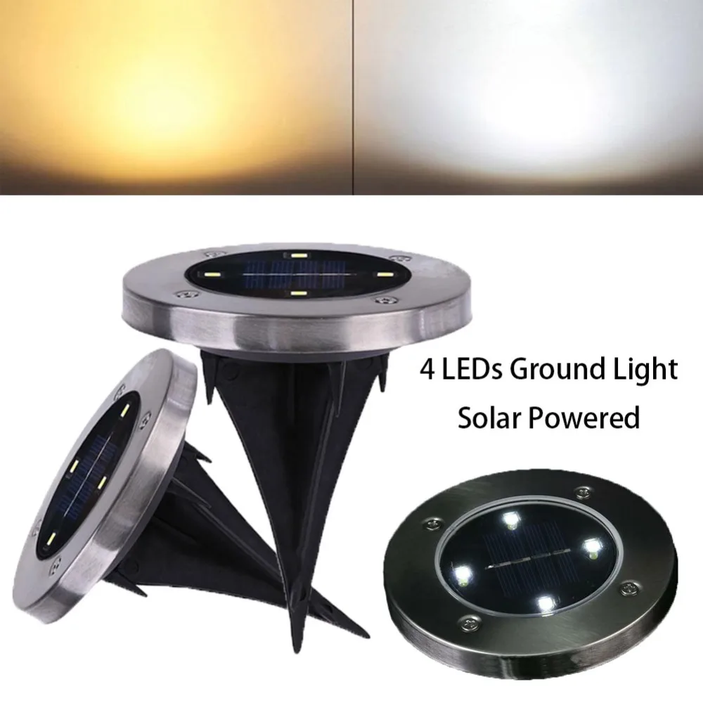 Solar Lawn Lamp 4 Led Garden Lights Solar Lamp Waterproof Outdoor Lighting Disk Lights for Pathway Yard Walkway Patio