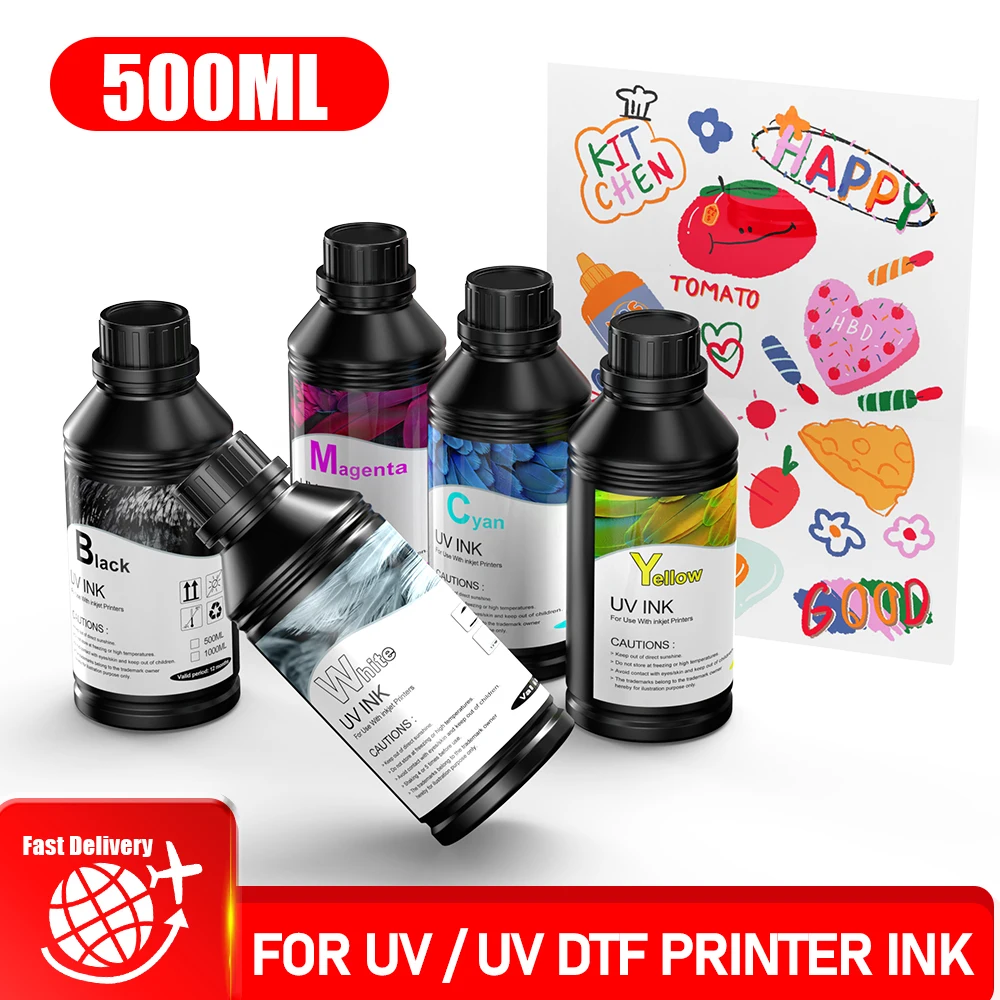 500ML LED UV Ink For DX4 DX5 DX6 DX7 DX10 TX800 XP600 Printhead For Epson 1390 L800 L1800 L805 R1800 R1900 UV Modified Printer