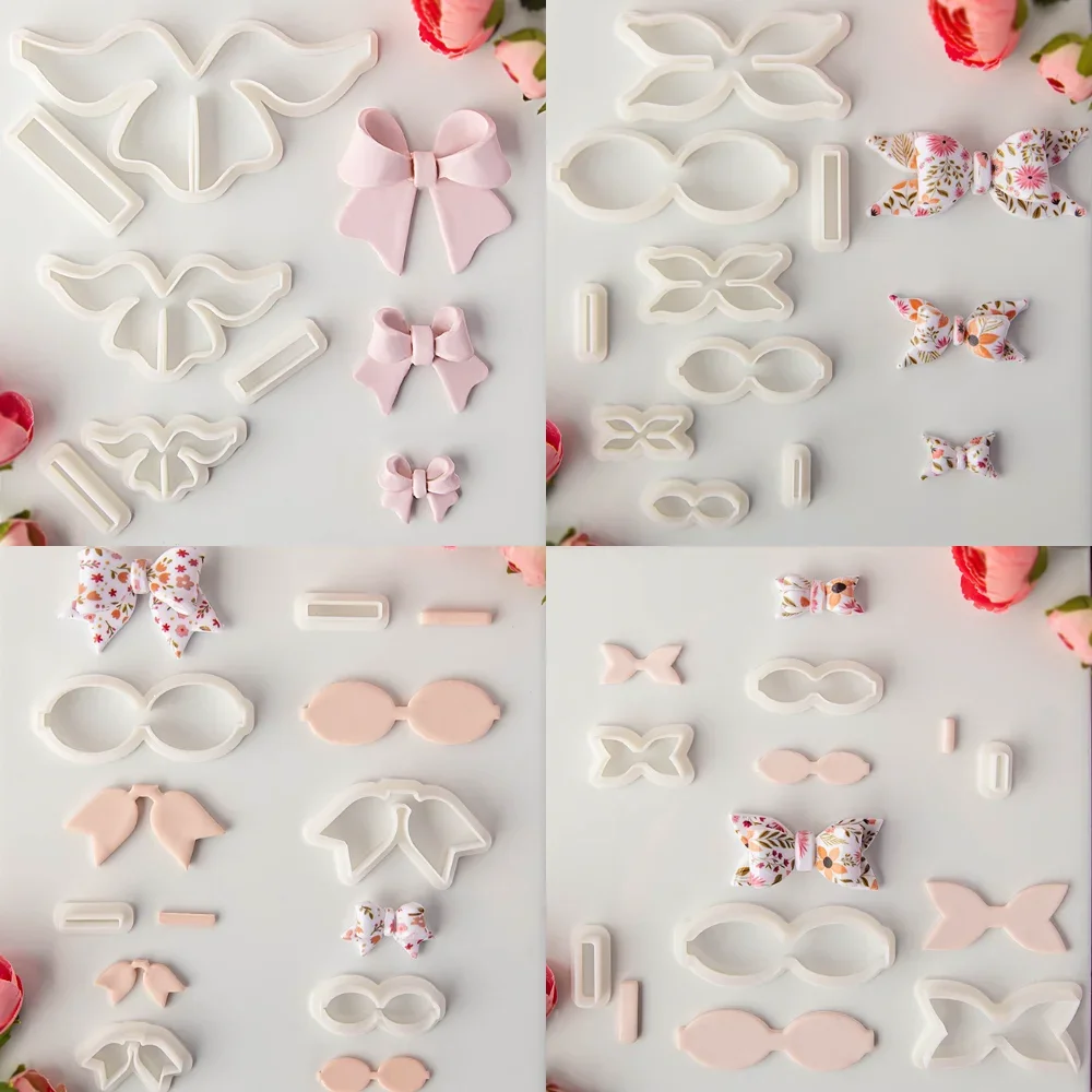 Polymer Clay Cutter 2Pcs/3Pcs Set Bows Shaped Polymer Clay Earring Cutters Dangle Bowknot Clay Molds DIY Pendant Hair Clip Handmade Making