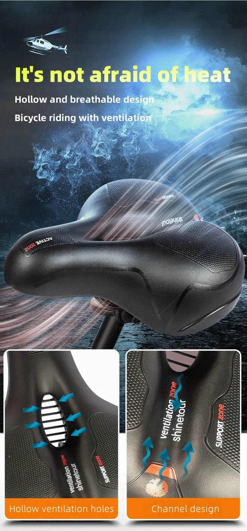 Description Picture 6 of itemMountain bike seat - Breathable and comfortable, thick and able to relieve pain. Suitable for mountain bike accessories.