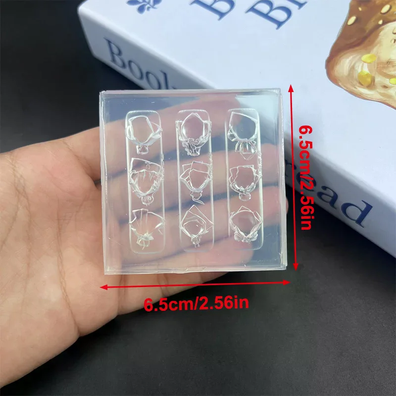1Pcs 실리콘 보우 네일 아트 몰드 장미 꽃 꽃다발 스타일 높은 투명도 3D 네일 장식 네일 참 DIY 매니큐어 몰드