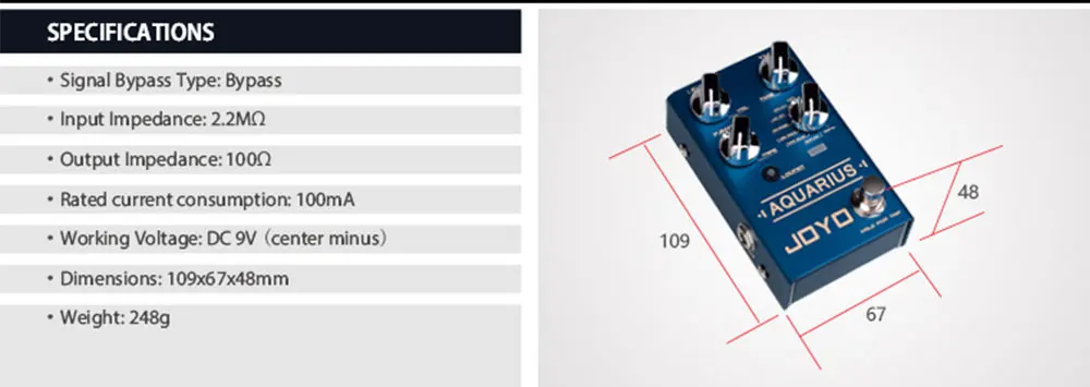 R-07 AQUARIUS Multi-mode Delay & Looper Pedal 8 Digital Delay Effects 5Min Loope