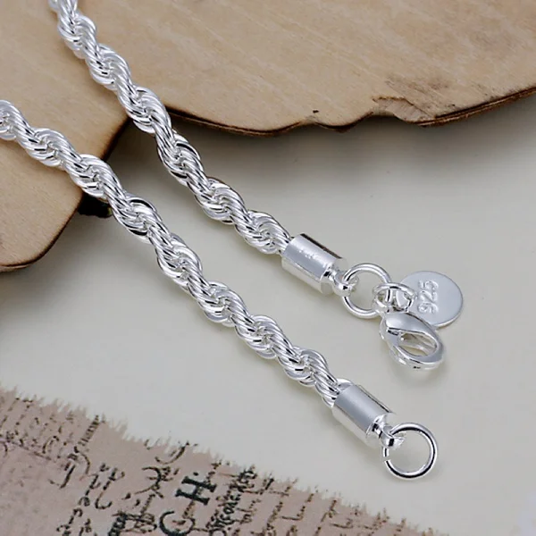 Braccialetto a catena solida e squisita in argento sterling 925, con ciondolo alla moda, per donne e uomini, modello semplice e carino._voghion.com