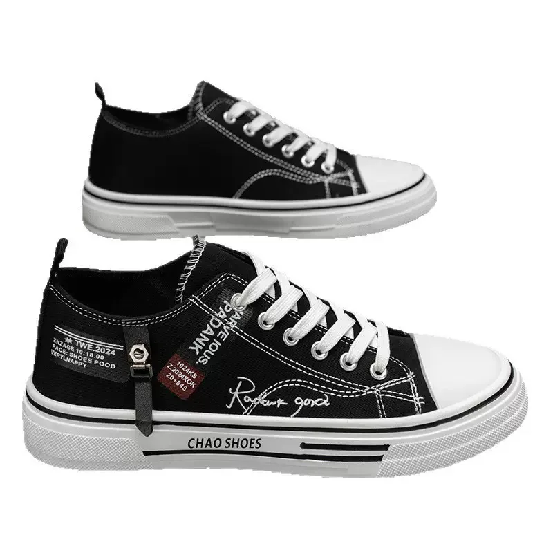 새로운 남성용 캔버스 운동화, 로우 컷 캐주얼 통기성 신발, 패셔너블하고 가벼운 청소년 스트리트웨어, 편안한 신발