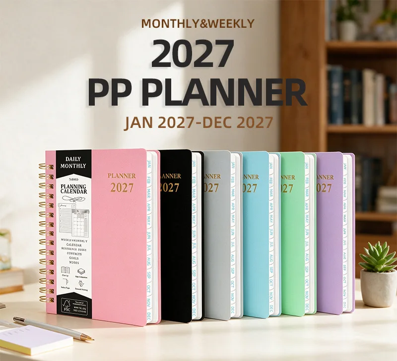 Premium A5 Spiral Planner with Monthly Index Tabs - Weekly & Monthly Organizer Notebook