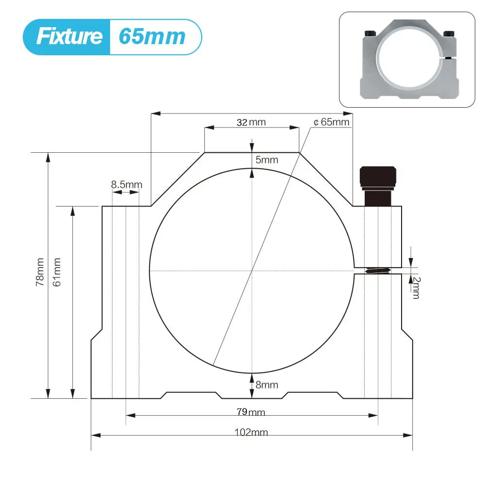 44mm Spindle Clamp - Aluminum Mounting Bracket For CNC, Router, Or Fixture