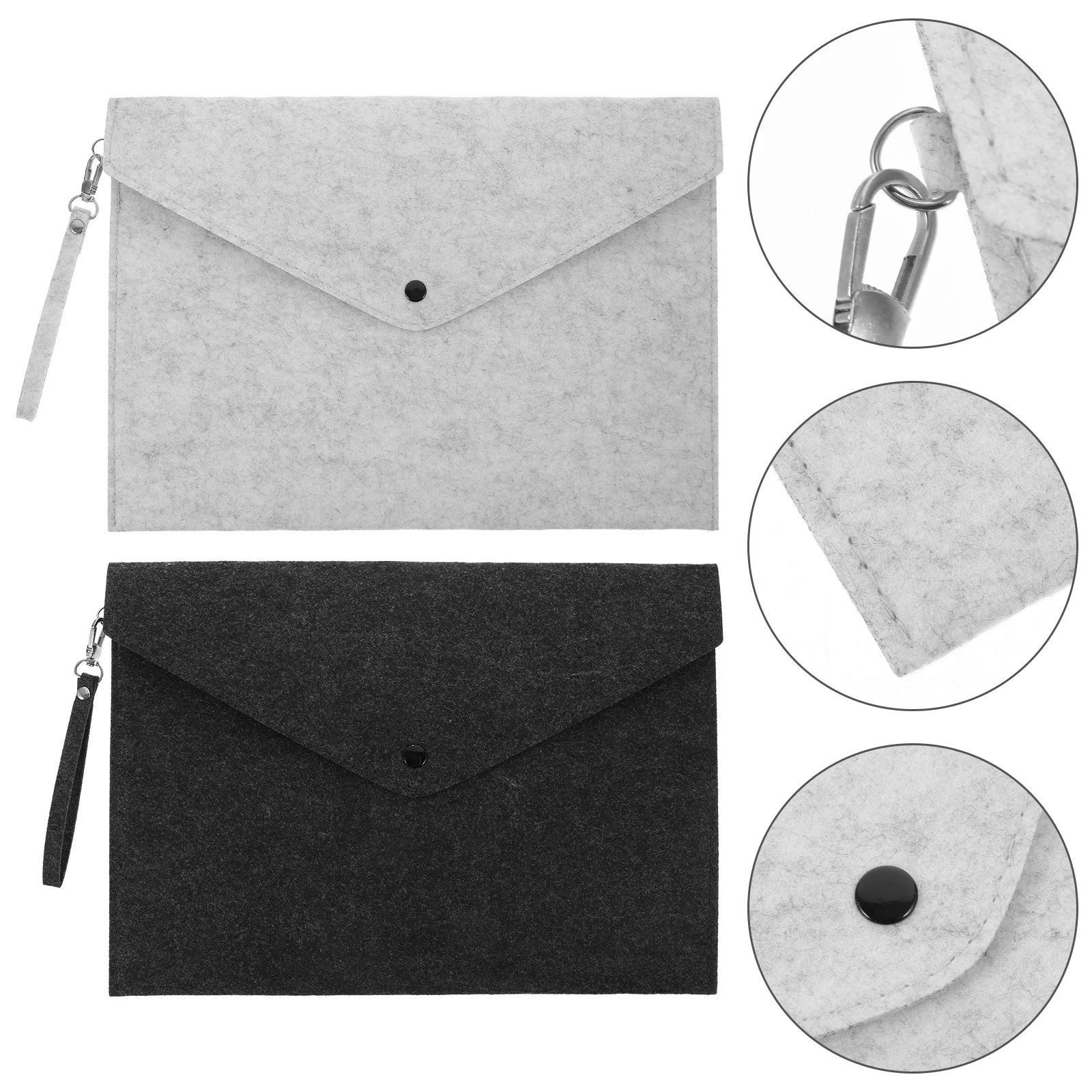 

4 Pcs Buttons Briefcase Bag with Loop A4 Document Folder Portable Felt Holder Snap Type File Travel