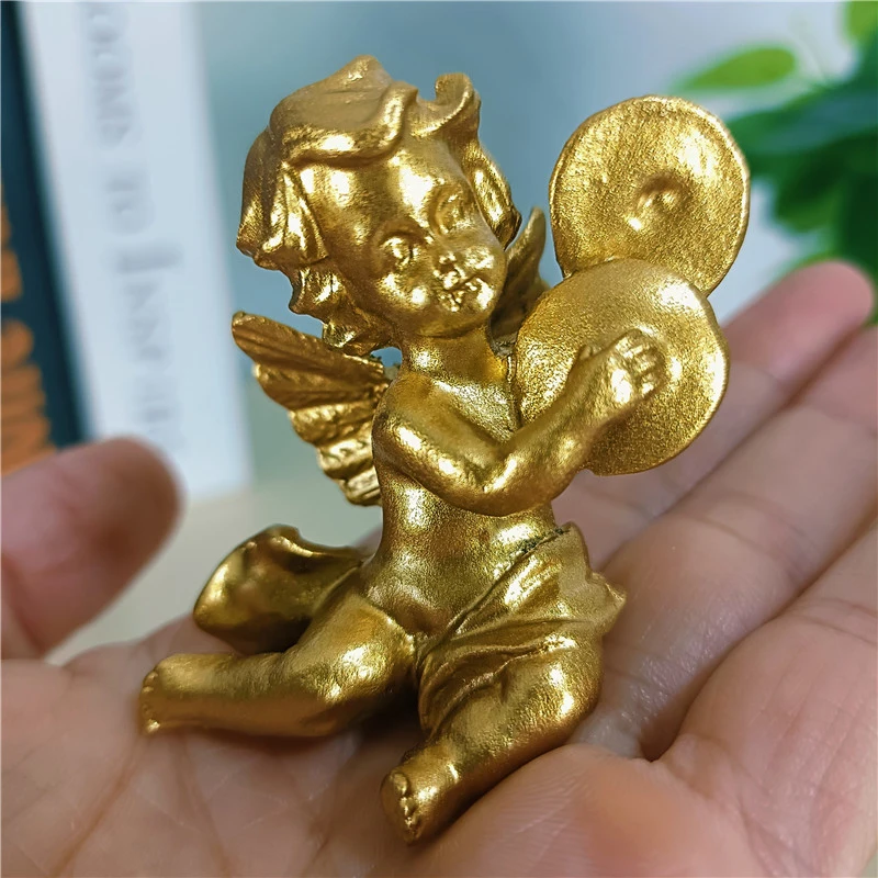 Elegant Gold Resin Fairy Angel Figurine - Charming Music-Themed Statue for Home and Wedding Décor