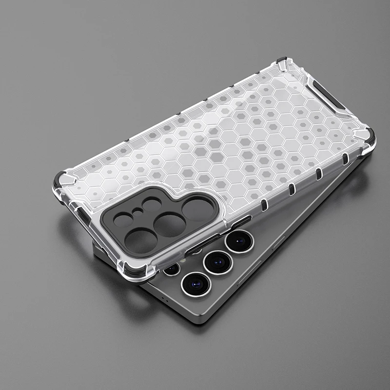 Honeycomb Texture Clear Ring Stand Phone Cover