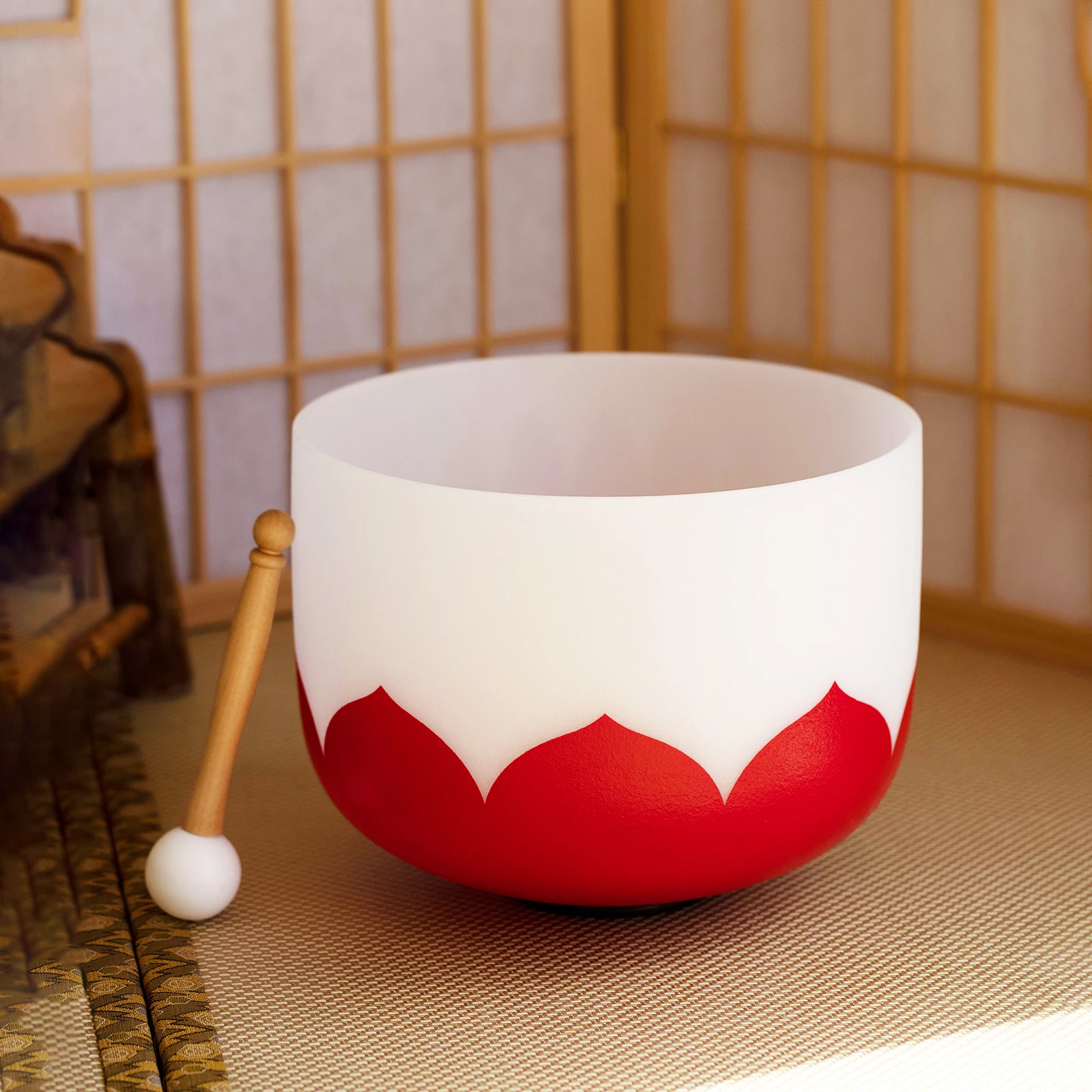 Hyeeun14inchFrostedQuartzCrystalSingingBowlCNoteRootChakra