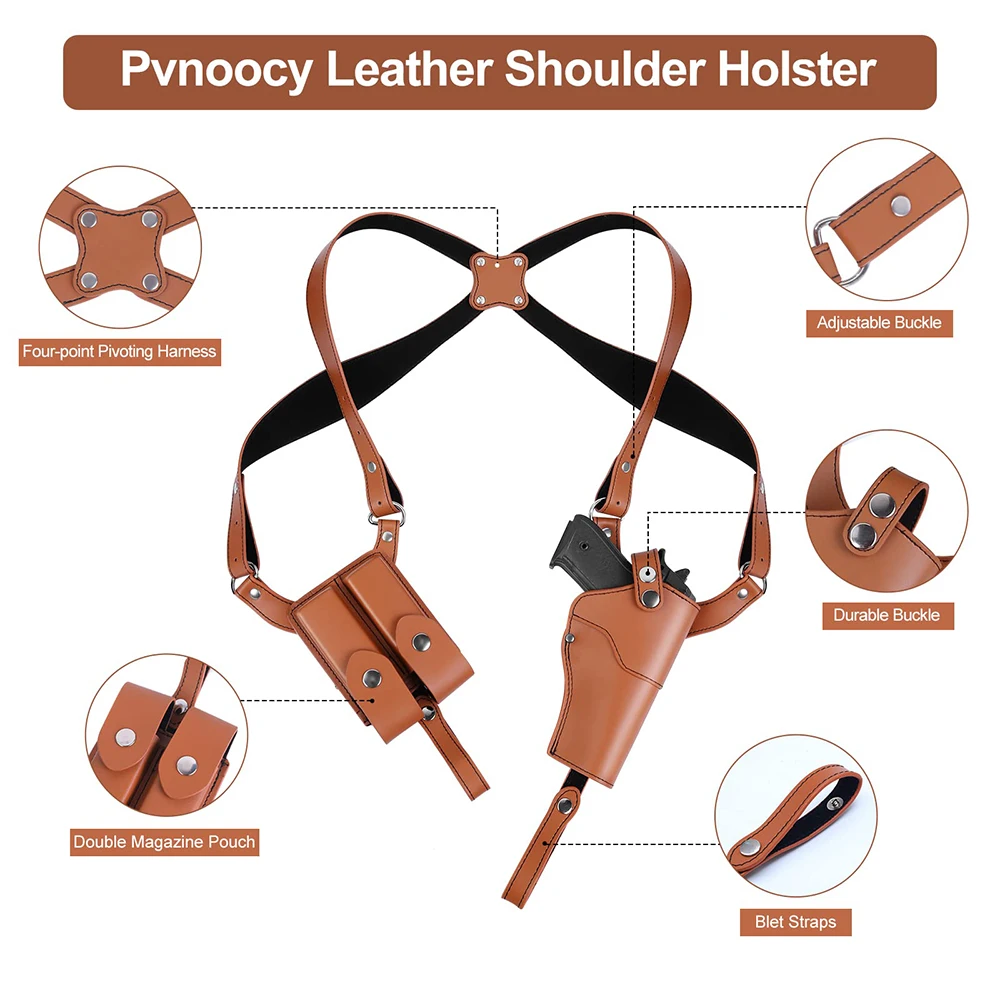 Tactical Concealed Shoulder Holster Gun Holster Universal PU Leather Underarm Pistol Handgun Carry Pouch 1911 Airsoft Accessory 2